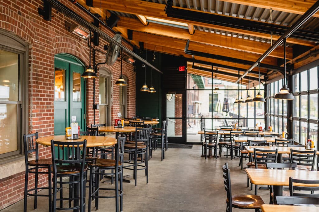 photo of outdoor seating area at Charlie's Pub, one of the best bars in Stillwater, MN