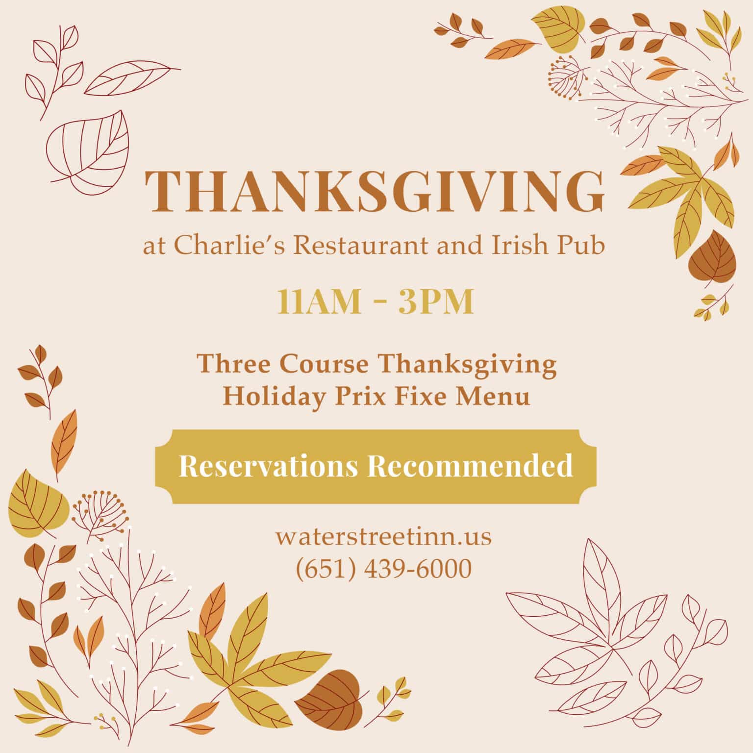 Thanksgiving 3 Water Street Inn a Stillwater MN Hotel & Wedding Venue