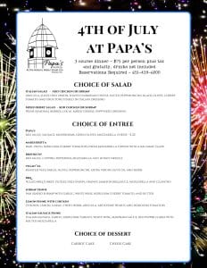 4th Of July Celebration Dinner at Papa's Rooftop 4 Water Street Inn a Stillwater MN Hotel & Wedding Venue